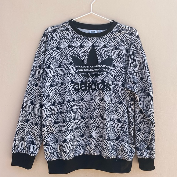 adidas Other - Adidas black and white zebra unique print pull over unisex size large